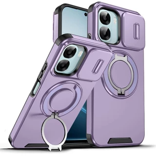สําหรับ OPPO A6 Pro A6X A6s A6t Pro A6c A6Pro A6tPro สไลด์กล้องเลนส์ป้องกันแหวนขาตั้งแม่เหล็กเคสโทรศัพท์เกราะกันกระแทกปกแข็งซิลิโคน