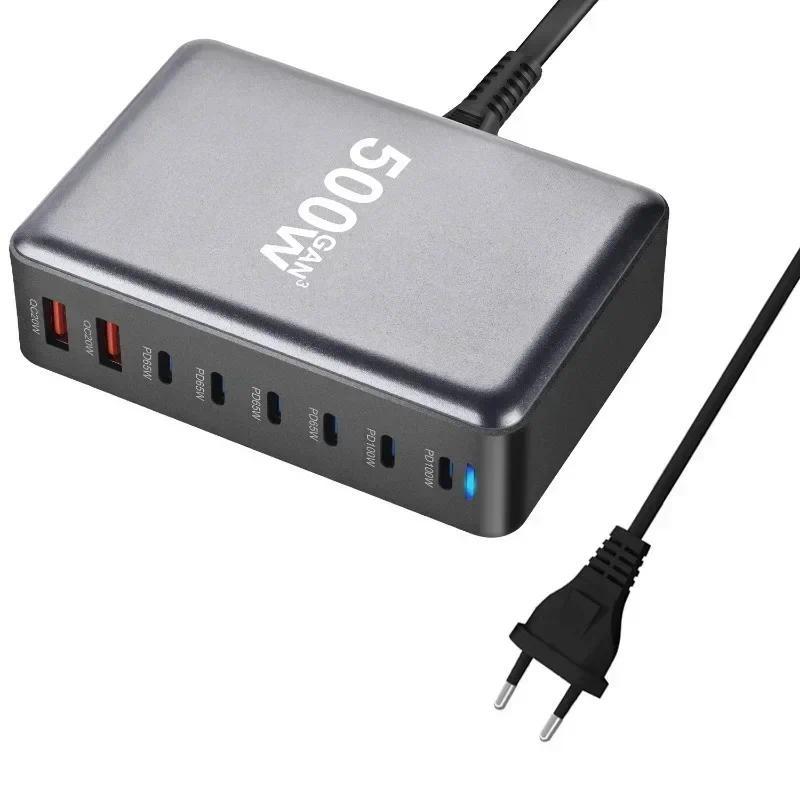 500W GaN Charger USB C Fast Desktop 8-port USB Type C PD Charger Fast Charge 3.0 USB Type C Fast Cha