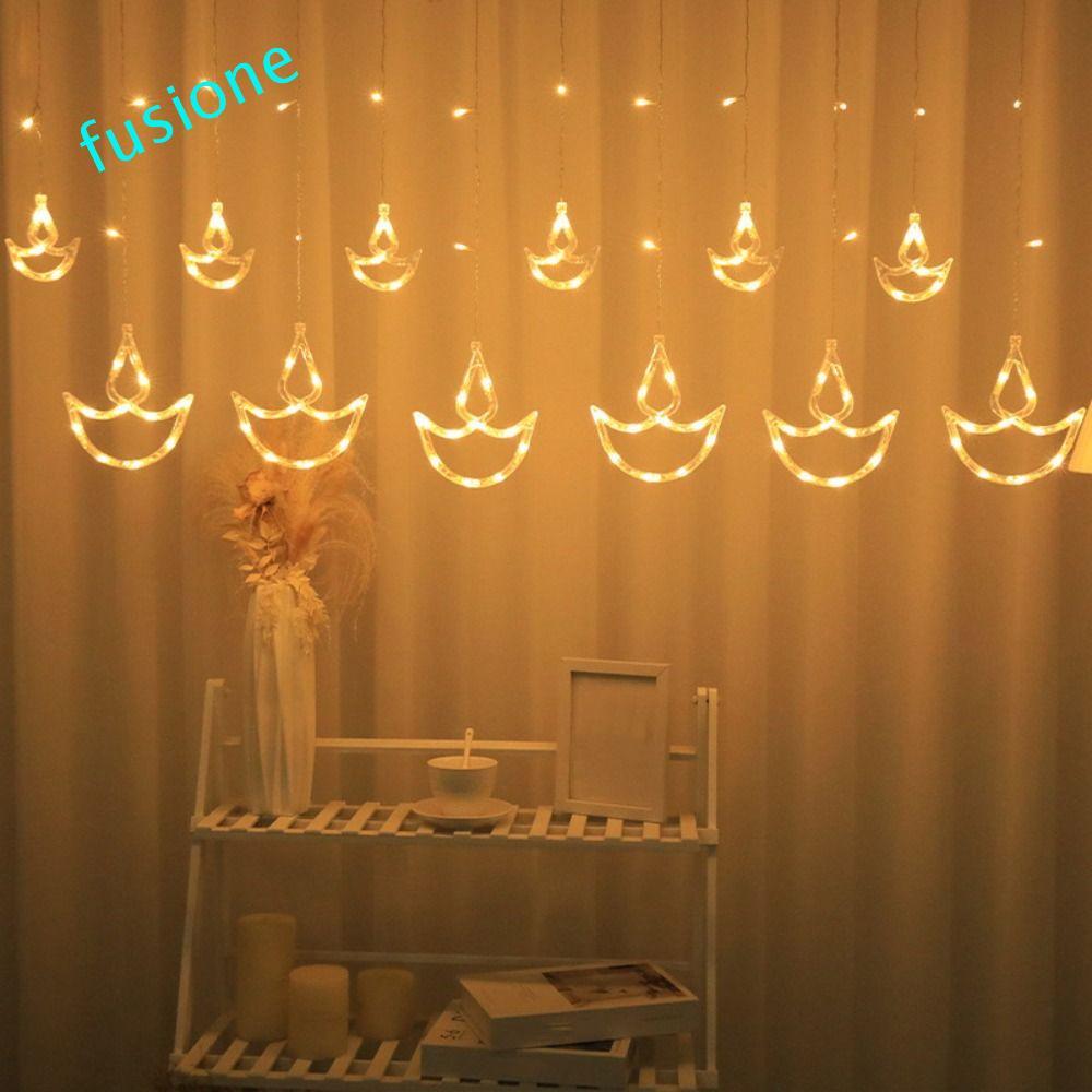 FUSIONEDGE ไฟ Diwali, ปลั๊ก USB รูปหัวใจผ้าม่าน, ตกแต่ง Diwali Happy Diwali Brilliant Night String ไ