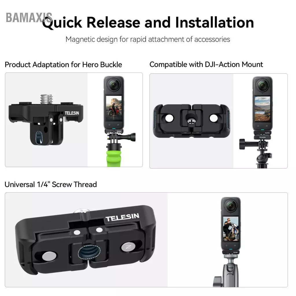 TELESIN อะแดปเตอร์ฐาน Magnetic Quick Release สำหรับ Insta360 X4 thumbnail 8