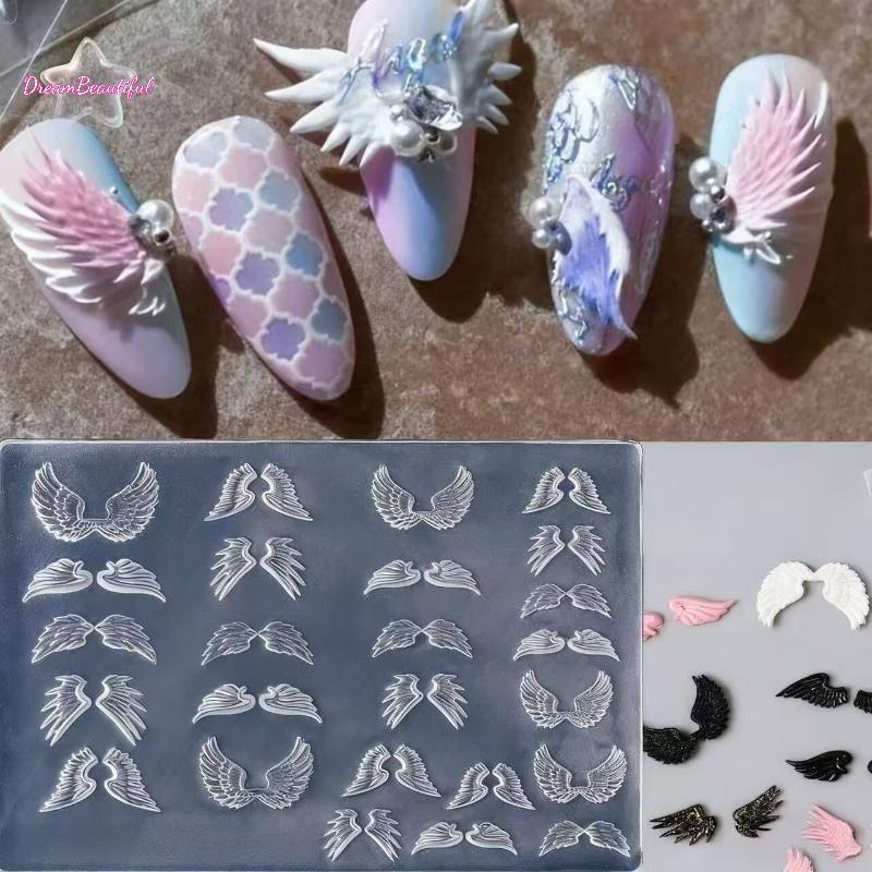 <DBFl-t> 3D Angel Wings เล็บแม่พิมพ์ Feather แม่แบบซิลิโคนสําหรับเล็บ Art Reusable DIY เครื่องมือตกแต่งเล็บใหม่