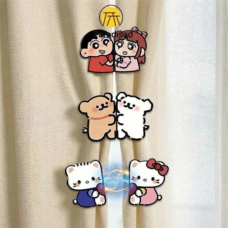 PAคลิปหนีบม่านแม่เหล็กอะคริลิคลายการ์ตูนน่ารัก ใช้ซ้ำได้ ไม่ต้องเจาะรู กันแสง ติดตั้งง่าย