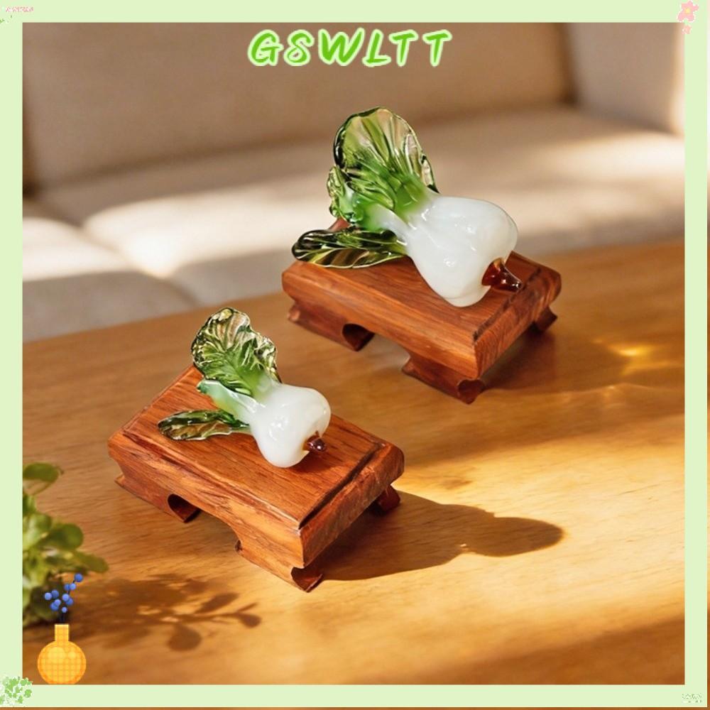 GSWLTT แก้ว Bok Choy, การออกแบบที่เจริญรุ่งเรืองแก้วเป่าคริสตัลตกแต่งโต๊ะ, Bok Choy รูปร่างความมั่งค