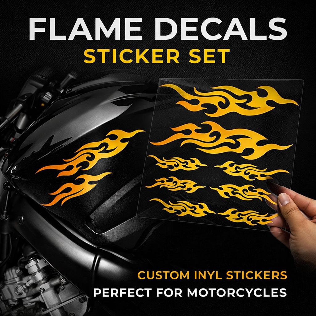 เปลวไฟสะท้อนแสงไวนิลรถจักรยานยนต์สติกเกอร์รถมอเตอร์ไซด์ถัง Fairing Decal สําหรับ Mio Fazzio i125 Bea