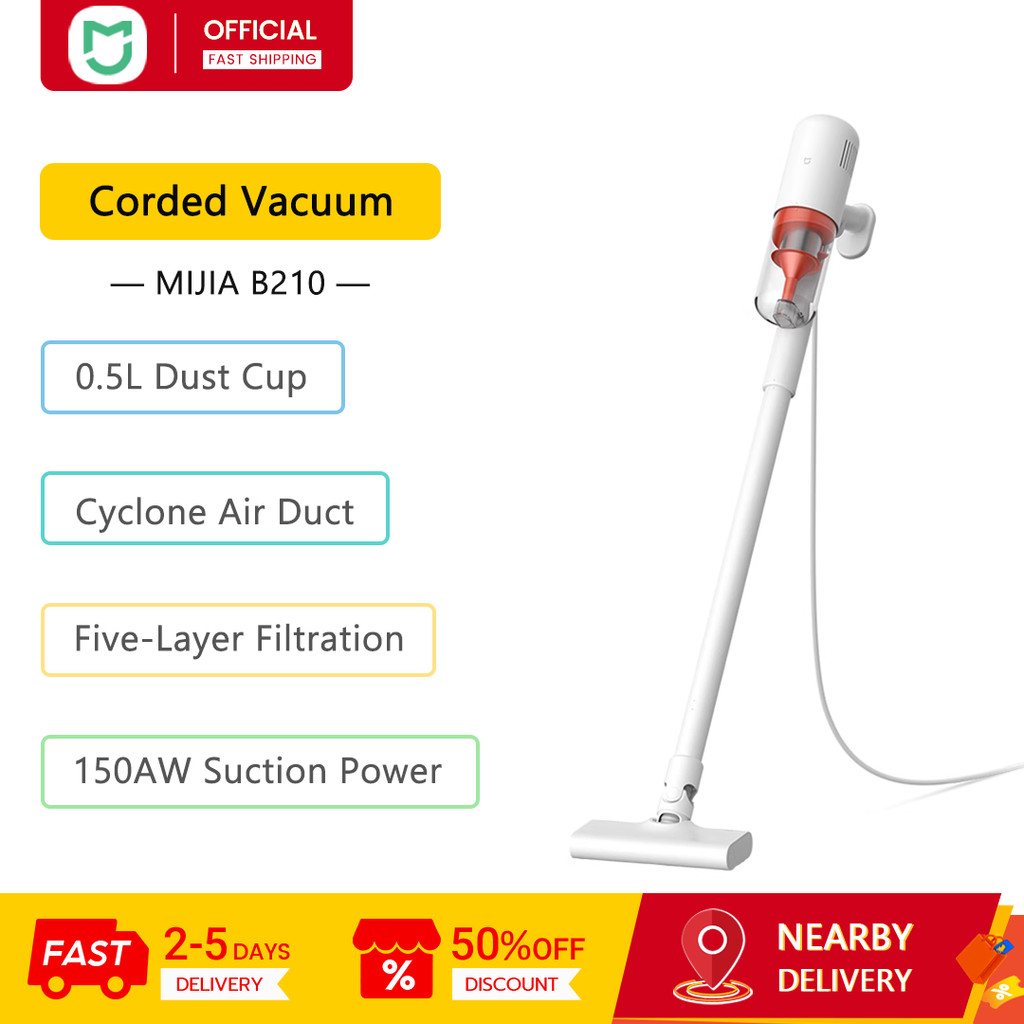 Xiaomi Mijia B210 เครื่องดูดฝุ่นแบบมีสายมัลติฟังก์ชั่น 16kPa Hurricane ดูดอัตราการกรอง 99.7%