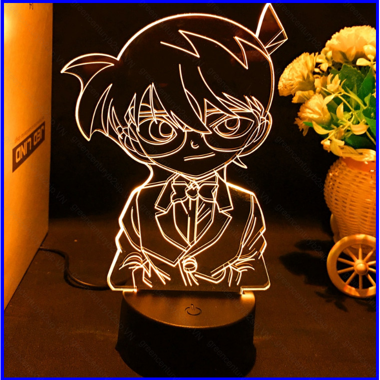 G2P Detective Conan Night Light อะนิเมะ 3d โคมไฟอะคริลิคระยะไกล LED ชาร์จ USB การ์ตูน Mouri Ran Home