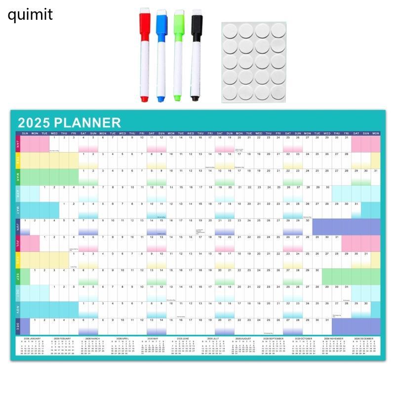 QUIM 2025 Wall Calendar Yearly Wall Planner 90x60cm 2025 Full Year to View Calendar