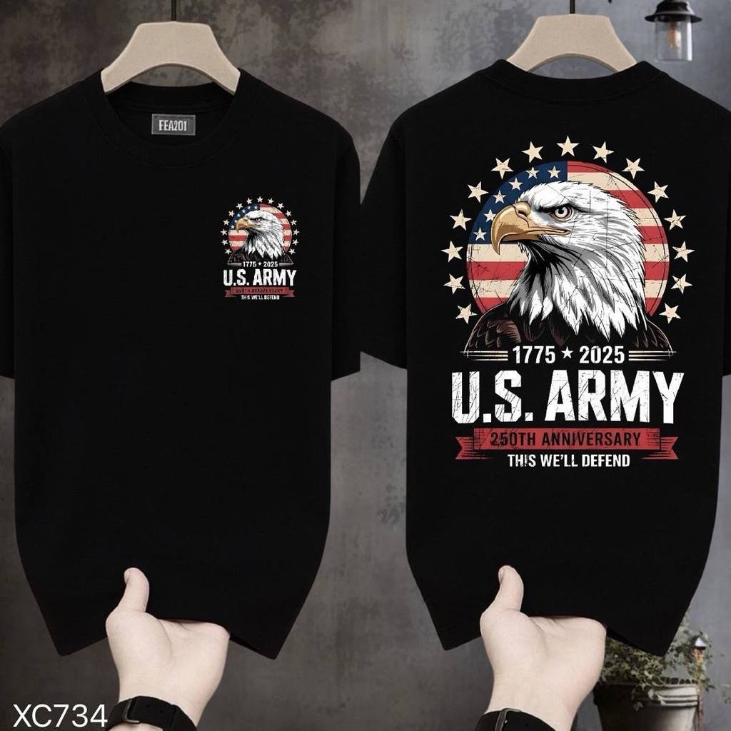 【จัดส่งจากประเทศไทย】เสื้อยืดผ้ามัน รุ่น  สกรีนหน้า-หลัง รุ่นU.S.ARMY