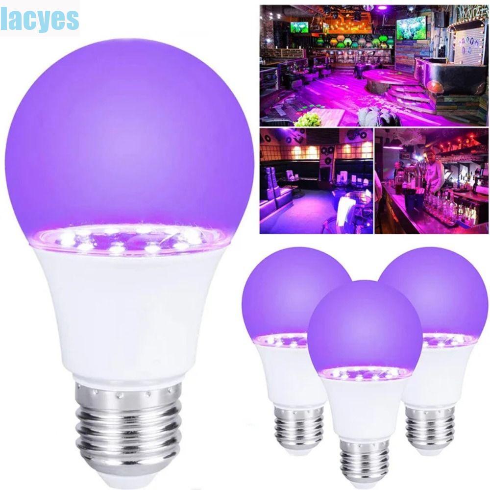 LACYES หลอดไฟ UV, บรรยากาศ 360 Glow UV สีม่วง, แบบพกพา E27 10W Blacklight โคมไฟอัลตราไวโอเลตสีม่วงหลอดไฟสีดําดิสโก้