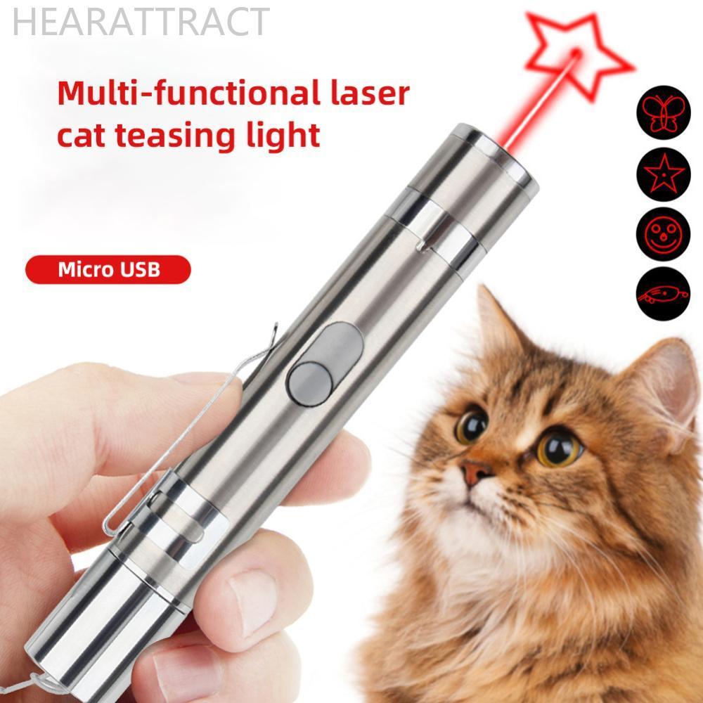 HEARATRACT 3-in-1 Interactive USB ชาร์จ Red Dot แสงเลเซอร์ของเล่นแมวแมวตลก Laser Sight Pointer ปากกา