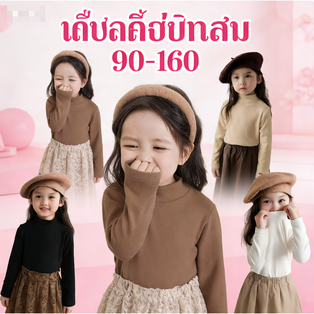 90-160cm [กำมะหยี่เยอรมันคุณภาพสูง] เสื้อ bottoming ฤดูใบไม้ร่วงและฤดูหนาวครึ่งคอสูงเด็กเสื้อยืดแขนยาวฤดูใบไม้ร่วงและฤดูหนาวเสื้อเด็กเสื้อผ้าเด็กผู้หญิง