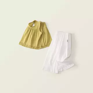 Hania kids พร้อมส่ง - ชุดเซ็ตเสื้อแขนกุดกางเกงขายาว ใส่สบายชุดเด็กผู้หญิง - K5125792