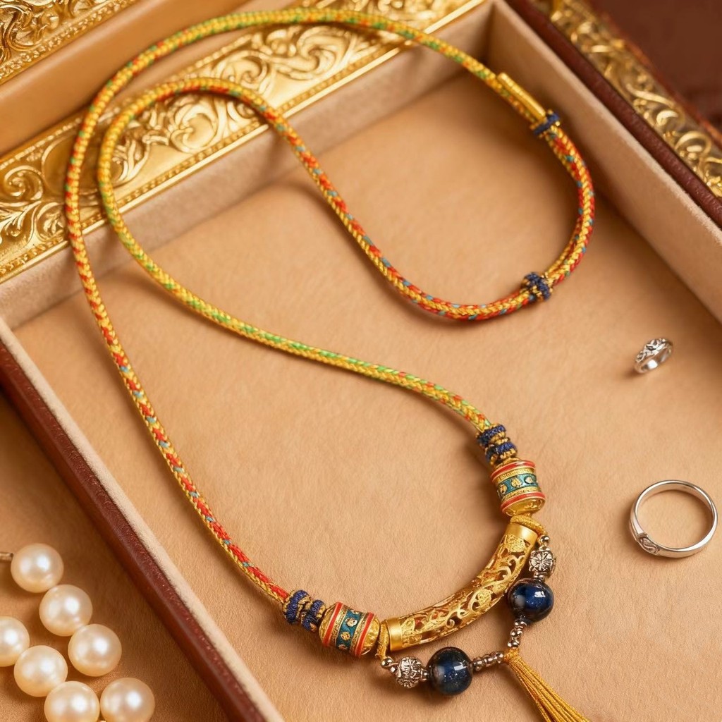 จี้หยกและสร้อยคอดีไซน์ใหม่ Four-Strand Lanyard เพชร G71U