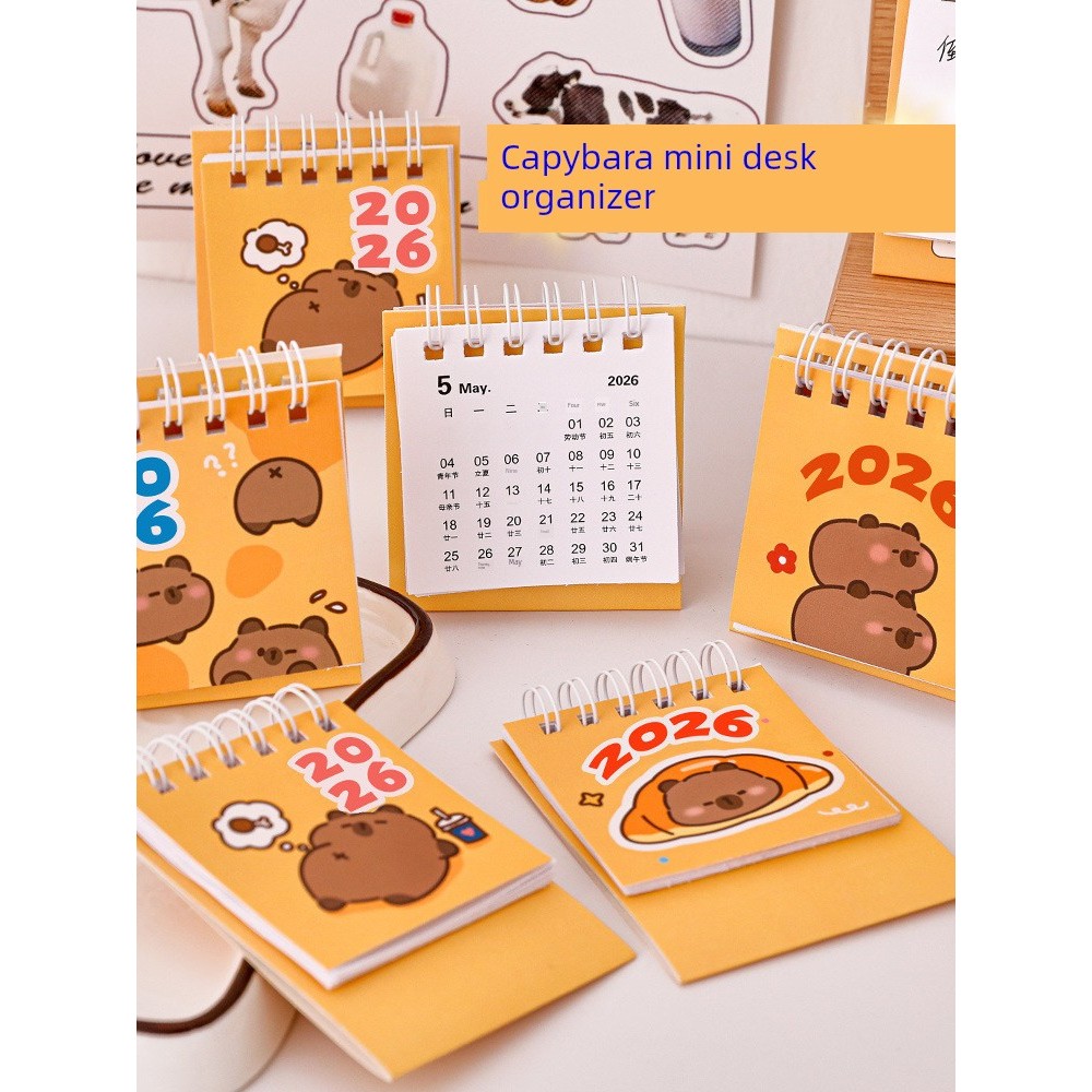 ปฏิทินจิ๋ว 2026 ปฏิทินจิ๋ว ปฏิทินตั้งโต๊ะ Capibala 2026นักเรียนแผนตั้งโต๊ะ ins เครื่องประดับเช็คอินน