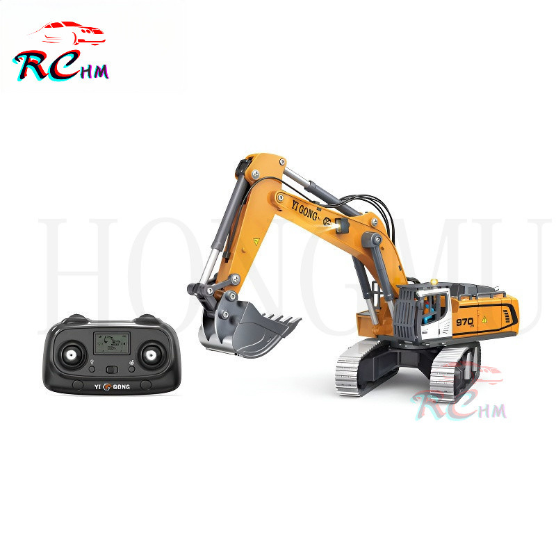 K970 RC Excavator 1/50 วิศวกรรมยานพาหนะรีโมทคอนโทรลไฟฟ้ายก Digger ถังโลหะติดตามเสียง RTR แบตเตอรี่ A
