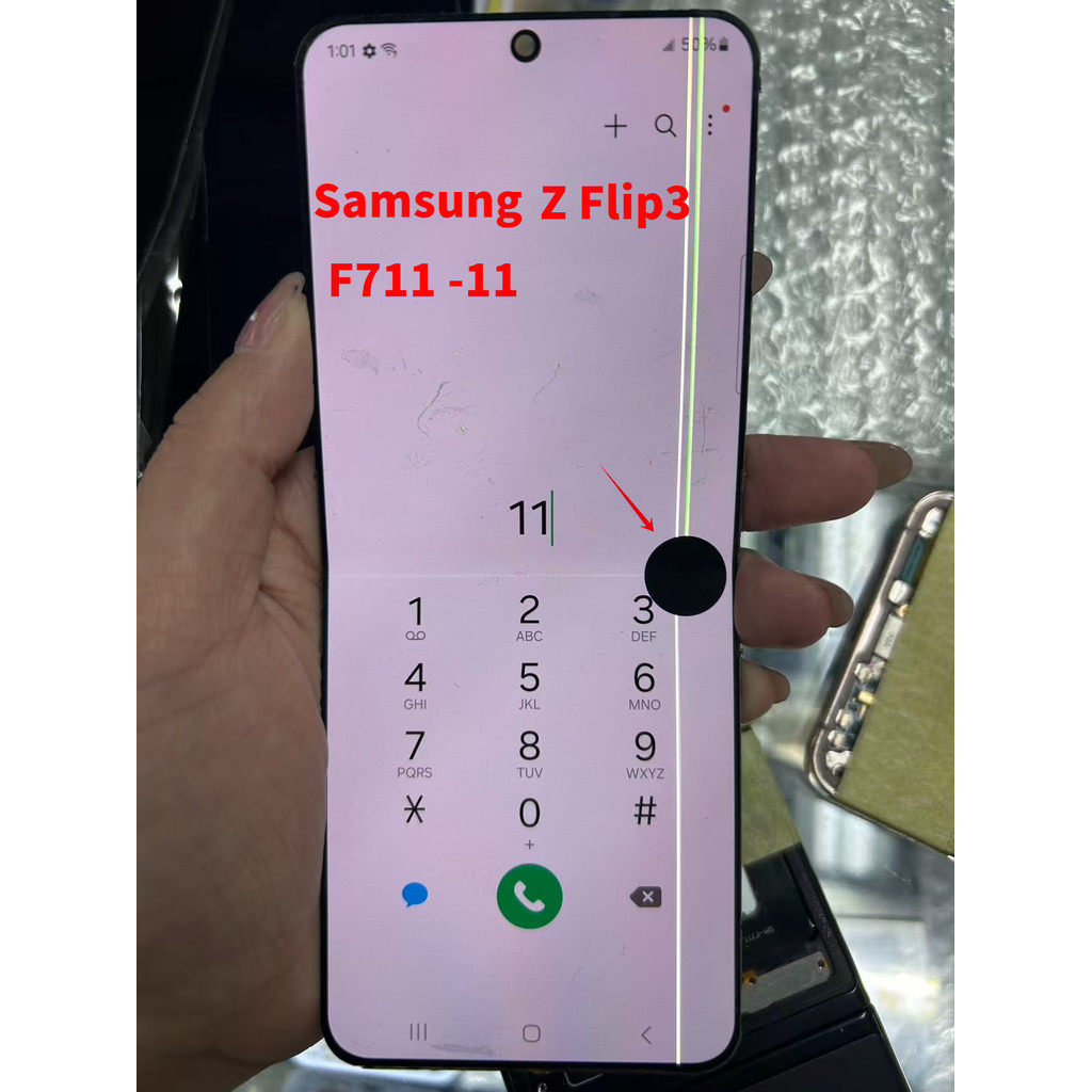 6.7 นิ้ว super amoled รอยขีดข่วน dot line สําหรับ samsung Z Flip3 F711 จอแสดงผล LCD Touch Screen Ass