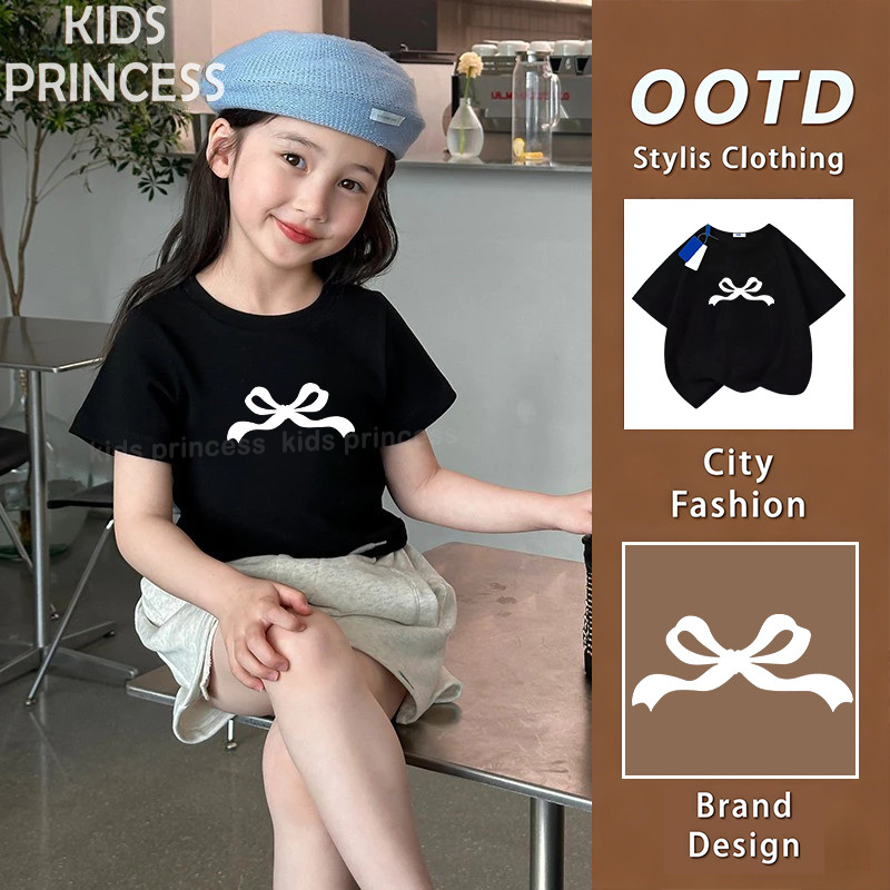 (จัดส่งตลอด 24 ชั่วโมง)KIDS PRINCESS เสื้อยืดเด็กสาวแฟชั่นแฟชั่นแคบ-เอวแขนสั้นฤดูร้อนสไตล์ใหม่ทุกการแข่งขันที่เรียบง่าย