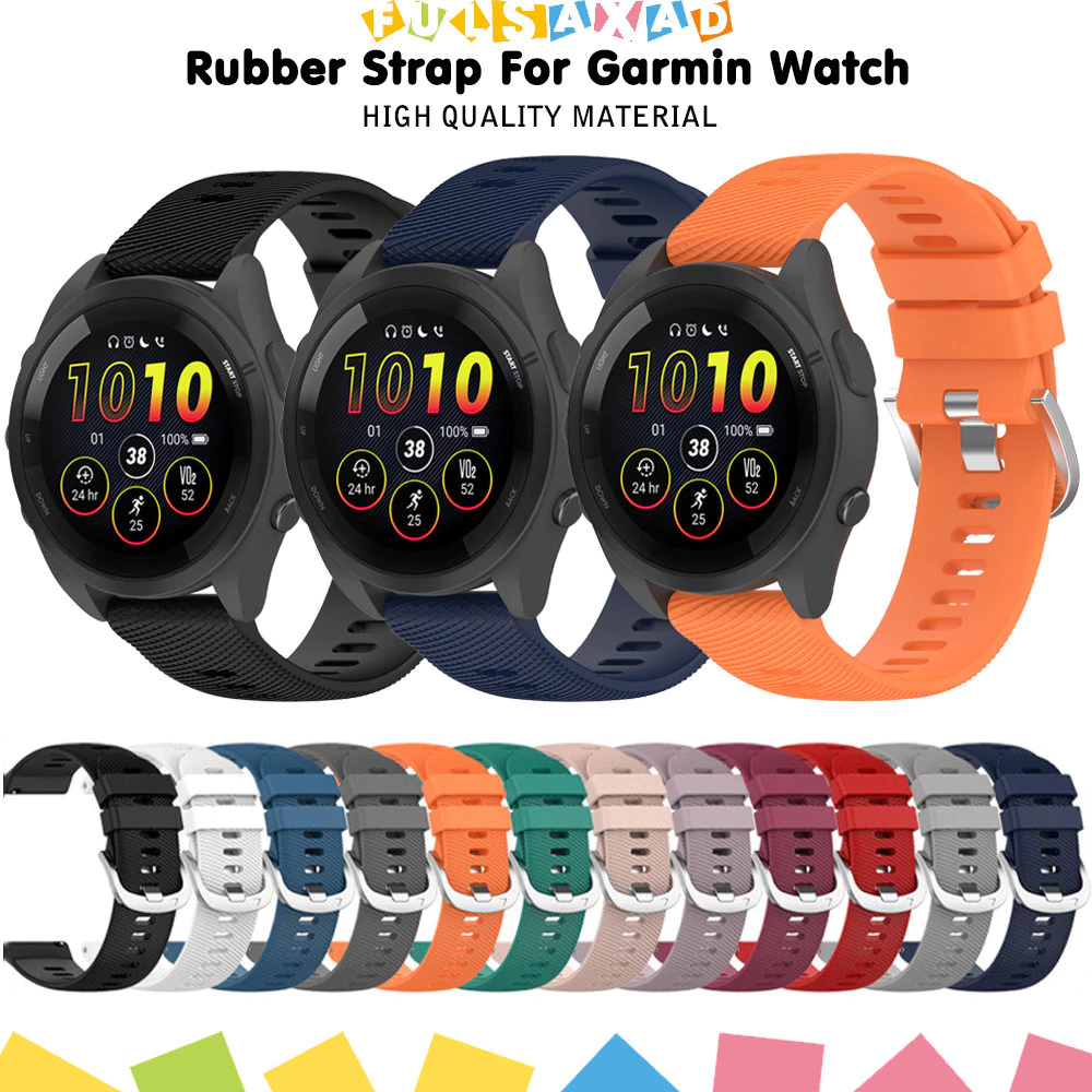 สายรัดยาง 22 20 มม. สำหรับ for Garmin Forerunner 165 55 158 570 42mm/vivoactive 5/Active /Bounce/VivoMove/Venu/approach