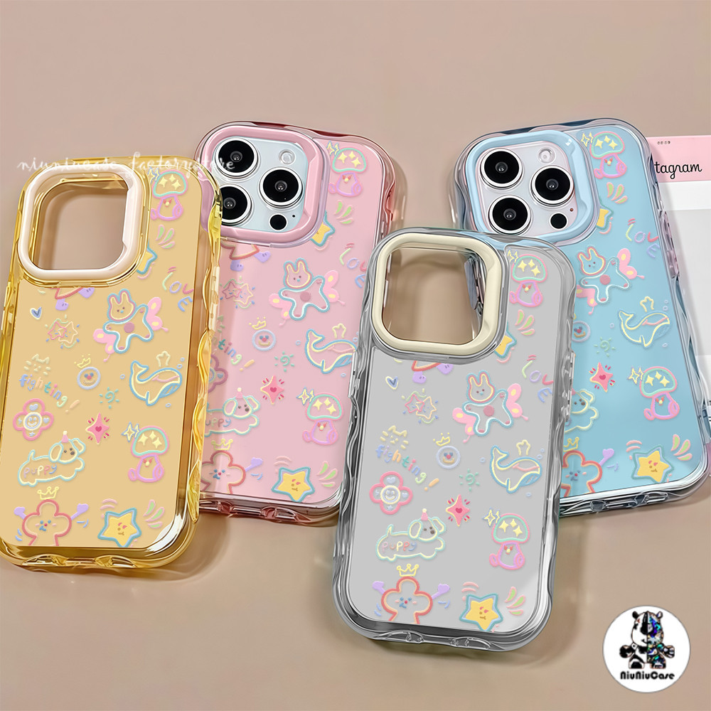 สําหรับ เคสไอโฟน13 ลายกราฟฟิตีน่ารักสีสันสดใส เคส For iPhone 16 15 14 13 12 11 17 Pro Max Plus เคสโทรศัพท์TPU Jelly Case