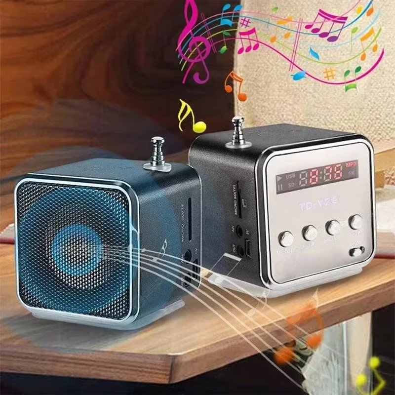 Mini FM Radio USB Rechargeable Portable Radio Digital FM Radio Receiver LED Display Stereo Speaker S