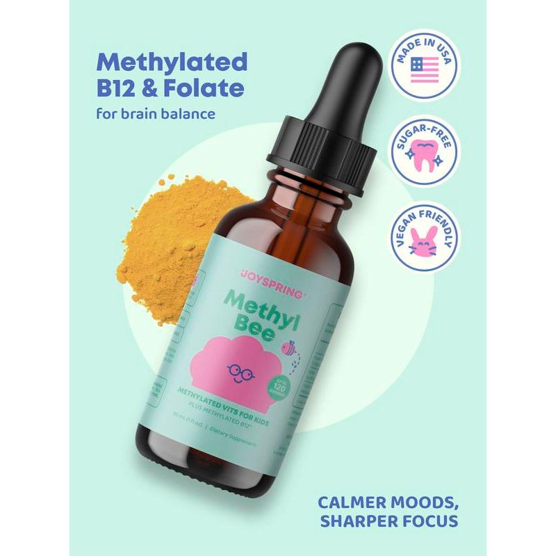 JoySpring MethylBee B Complex พร้อมวิตามิน B6 B12 & Methylated Folate 5-MTHF 120 เสิร์ฟอาหารสําหรับเ