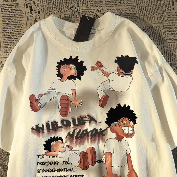 COD [240g Tight-220g ผ้าฝ้ายแท้] เสื้อยืดแขนสั้นพิมพ์ลายผ้าฝ้ายหลวม Slimmer ดู All-Match Top ins อิน