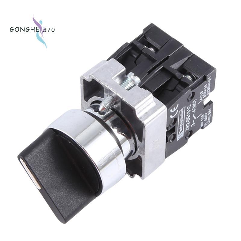 22 มม.สลัก 2 ไม่มี 3 ตําแหน่งตัวเลือกโรตารี่เลือกสวิทช์ ZB2-BE101C สีดํา