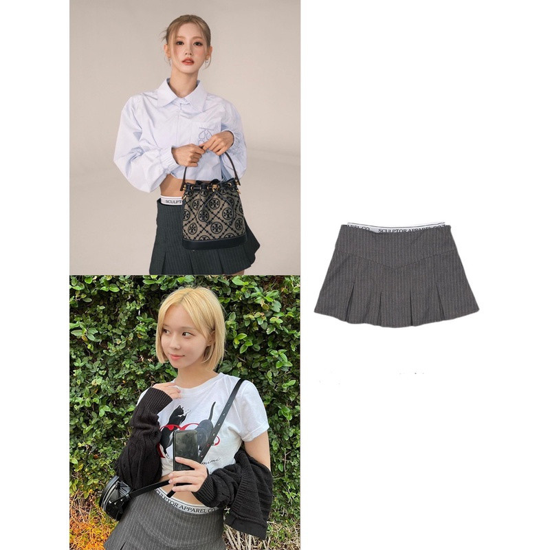 sculptor กระโปรงจีบเอวสูงสไตล์เกาหลี สุภาพและเซ็กซี่ สำหรับสตรี