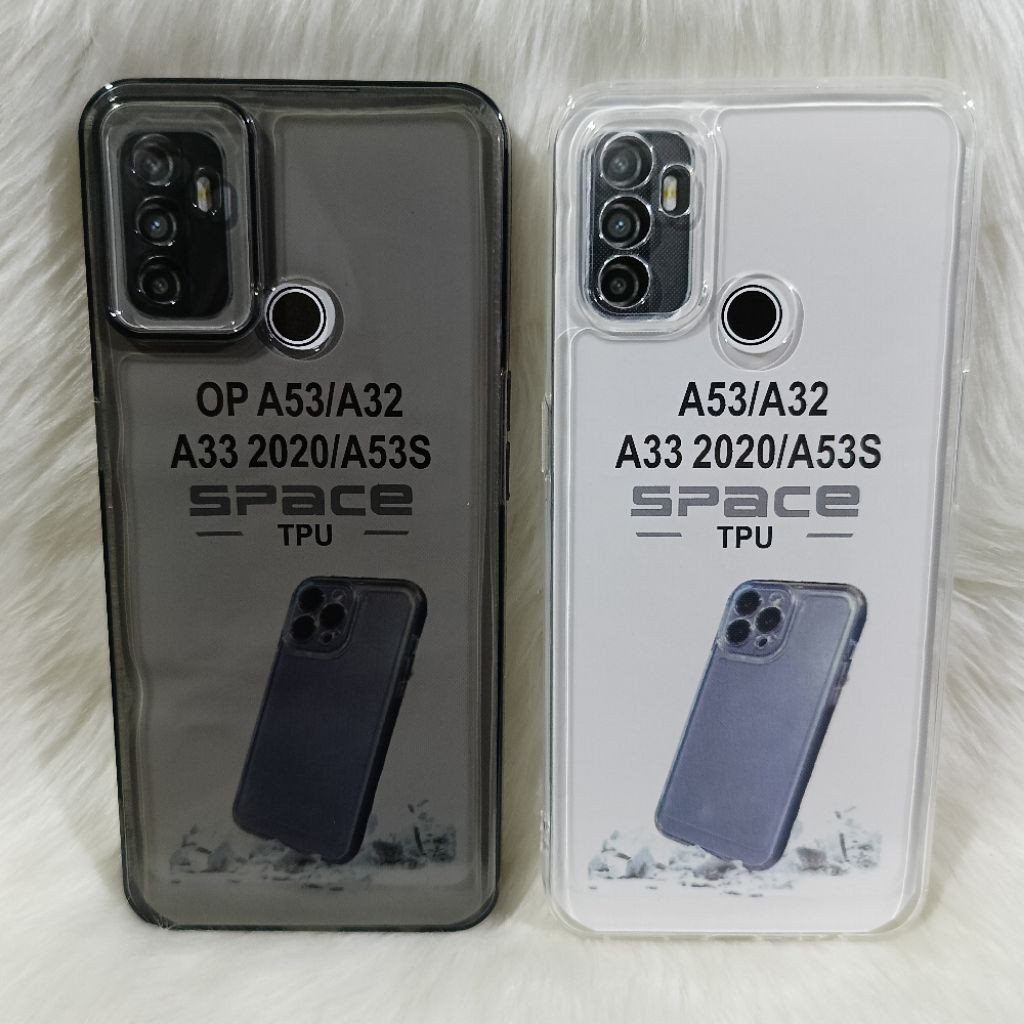 SoftCaseปลอกOppo A53/A53S/A33 2020 เคสซิลิโคนใสใสป้องกันหลังHp + ป้องกันกล้องOriginal Space Clearสีดํา