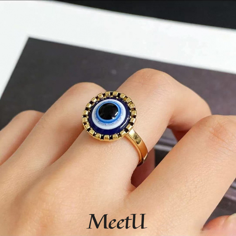 แหวนสแตนเลสรีโทร Blue Eye ดีไซน์พิเศษสำหรับผู้หญิง