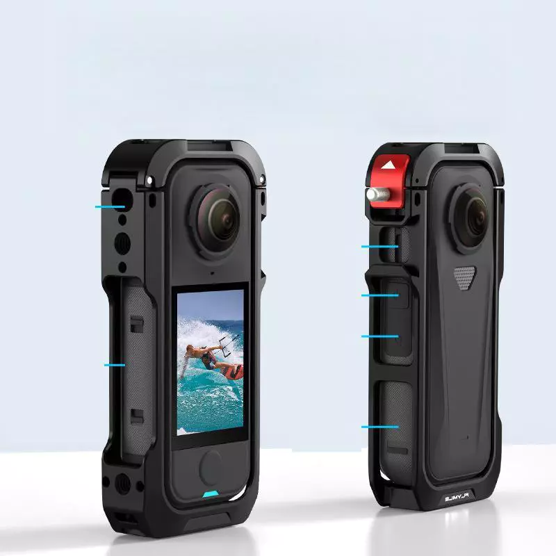FLYMILE เหมาะสําหรับกล้องพาโนรามา Insta360 X4 Air เคสป้องกันตัวโลหะ, กรอบป้องกันกล้องแอคชั่นและอุปกรณ์เสริมฝาครอบป้องกัน thumbnail 3