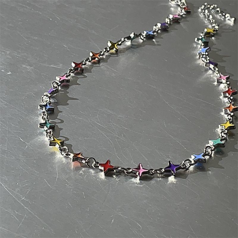 สร้อยคอดาวหลากสีสำหรับผู้หญิง สไตล์หรูหรา PMR