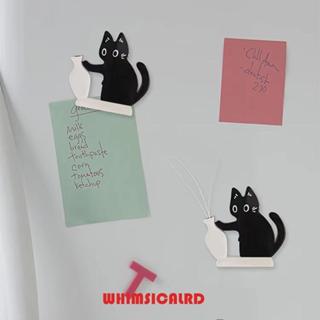 หวน้อย แมวตู้เย็นแม่เหล็ก,การ์ตูนแมวดําผลักดันแมวผมสะสม,สําห…