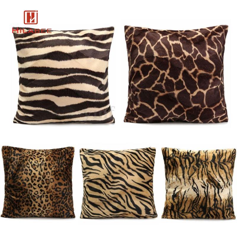 [hilabee] ปลอกหมอนพิมพ์ลายสัตว์มาตรฐาน Leopard Zebra Office Cushion Cover 45x45cm PICK