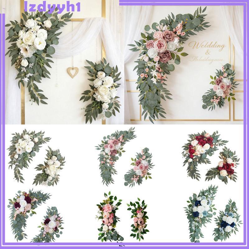 [JoyDIY] 2 ชิ้นดอกไม้ Swag ฉากหลังงานแต่งงานพวงหรีดดอกไม้ประดิษฐ์ Swag สําหรับรถยนต์งานแต่งงาน