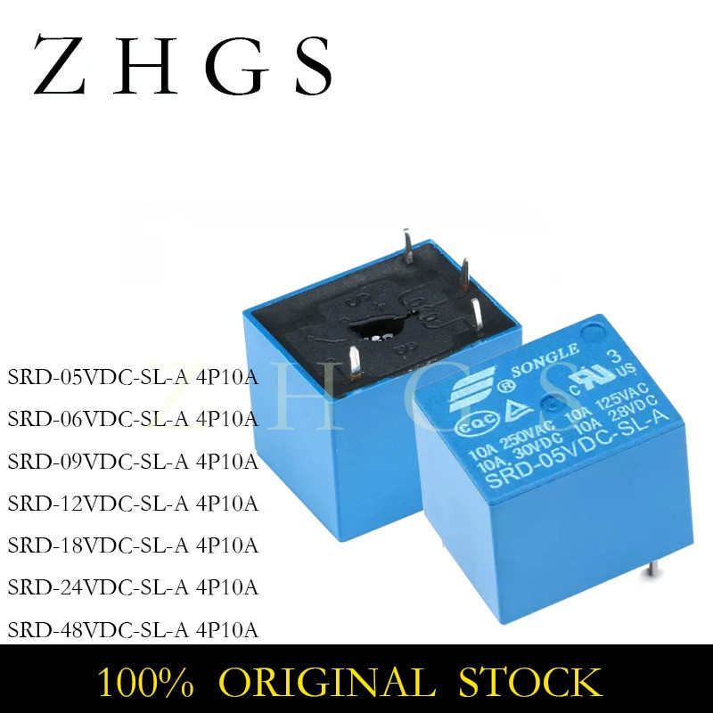 5PCS SRD-05VDC-SL-A SRD-24VDC-SL-A 4PIN 10A SRD 05VDC 06VDC 09VDC 12VDC 18VDC 24VDC 48VDC 4P 10A 5-4