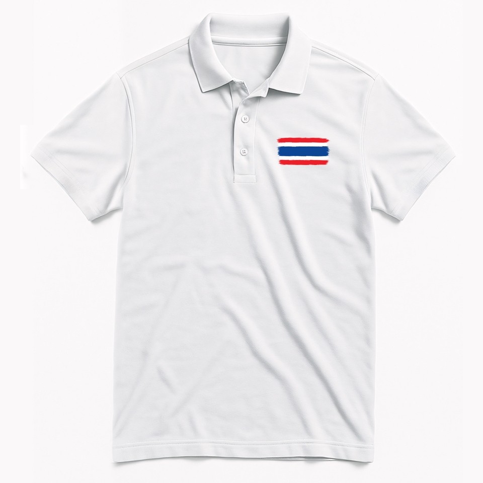 เสื้อโปโลพิมพ์ลายธงชาติไทย ผ้าฝ้ายแท้ แขนสั้น ใส่ได้ทั้งชายและหญิง มีไซส์ S-3XL02