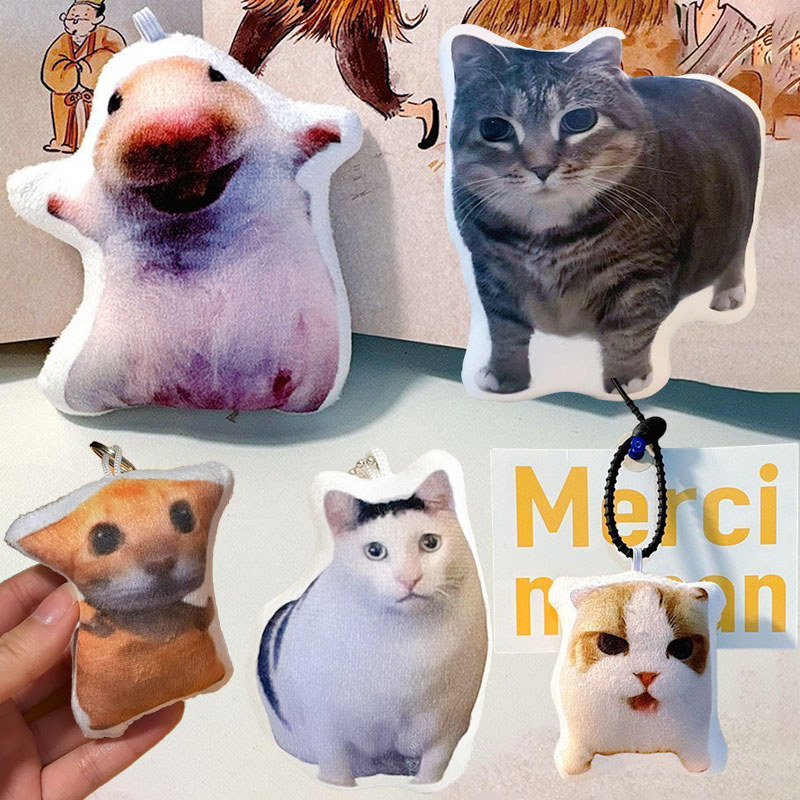 Oiiaioooiai Cat มีเสียงตุ๊กตาพวงกุญแจตลก Emoji Cat สติกเกอร์ตกแต่งสําหรับเด็ก Diy ของขวัญ