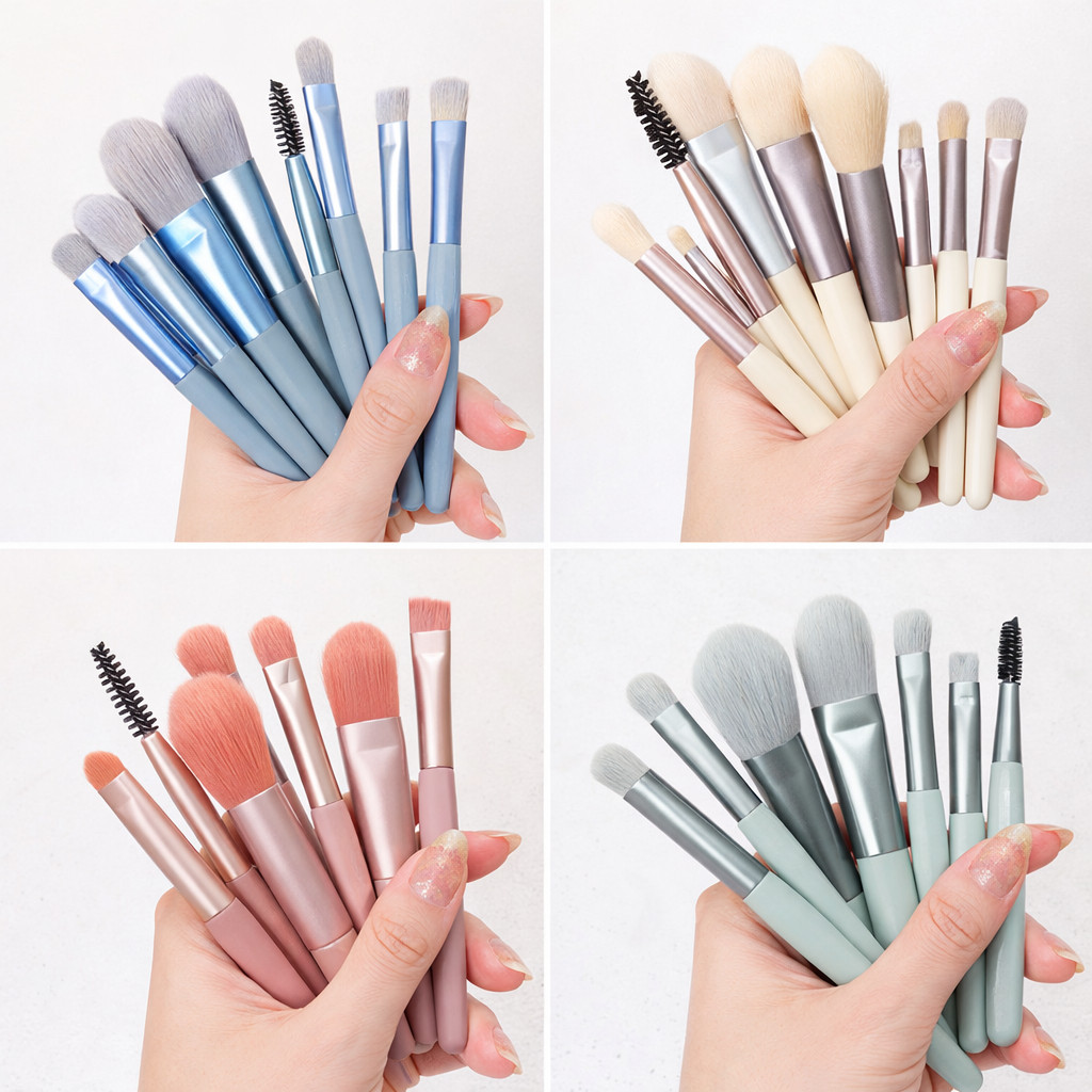 SET BRUSH แปรงแต่งหน้ามินิ 8 ชิ้น เกลี่ยเครื่องสำอางได้เนียน ขนแปรงนุ่ม ไม่บาดผิว แต่งหน้าครบเซ็ต พร้อมถุงซิป พกพาง่าย