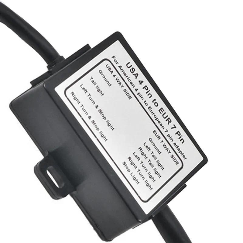 A22E-Trailer Connector USA 4-Pin แบนปลั๊กยุโรป7-Pin Connector 4 ถึง 7 Trailer Light Converter วงจร A