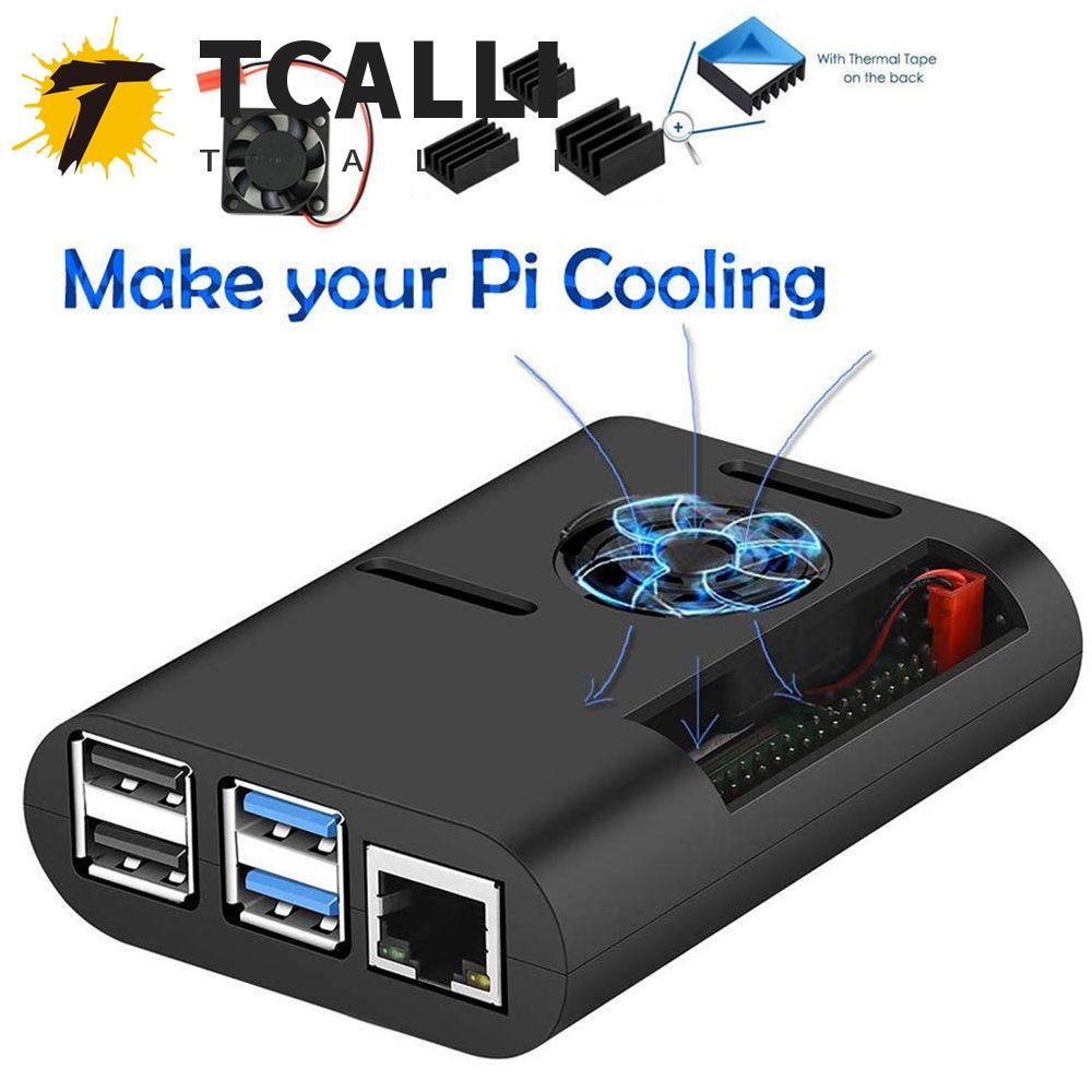 TRALI Case ASB คูลเลอร์ทนทานสําหรับ Raspberry Pi 4 รุ่น B, Pi 4B, Pi 4 สีดําพร้อมพัดลมระบายความร้อน
