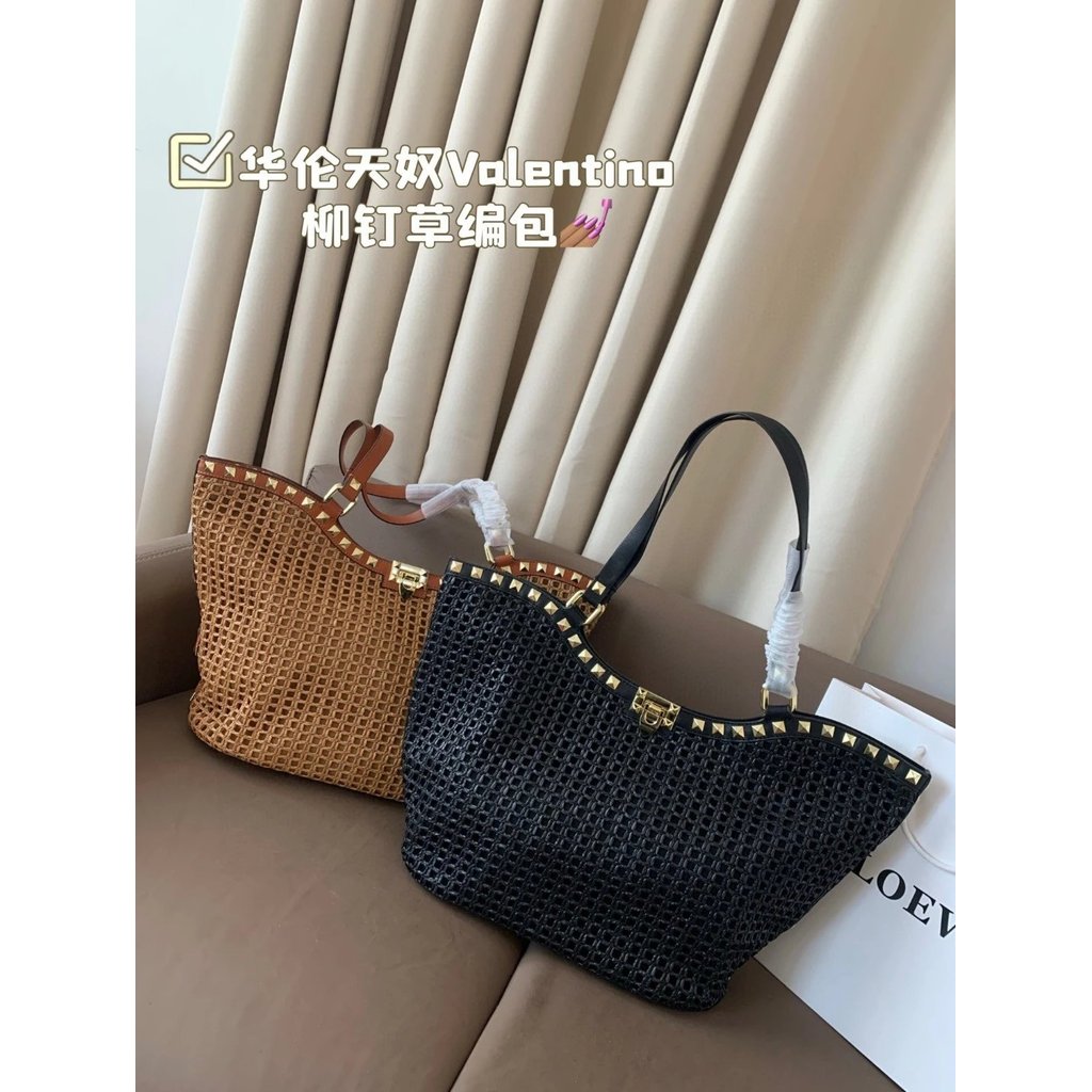 Valentino Valentino Valentino กระเป๋าฟางหวายหนึ่งไหล่ใต้วงแขนกระเป๋าเดินทางกระเป๋าช้อปปิ้ง