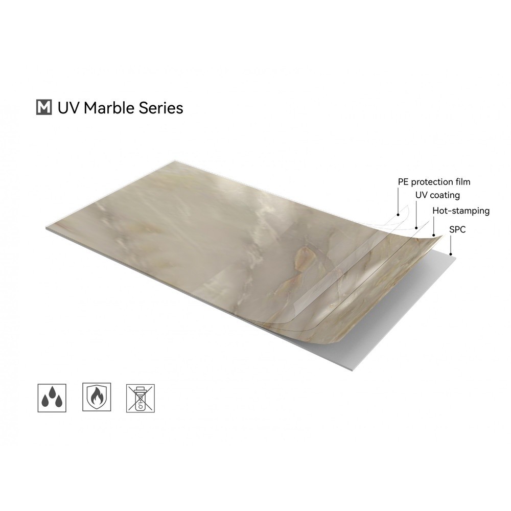 Changdee eco GREAT WOOD บอร์ด SPC ลายหินอ่อนเคลือบ UV รุ่นJF122025-UV-0401B ขนาด 1220x2440x2.5mm สีห