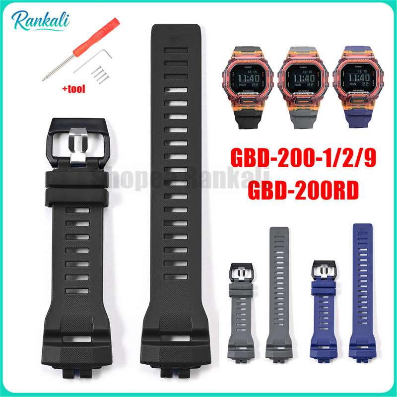 สายนาฬิกายาง TPU สําหรับ Casio GBD-200-1/2/9 GBD-200RD เปลี่ยนสายนาฬิกาซิลิโคนสีดํานุ่มกันน้ํากีฬาสร