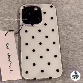 โปร่งใส จัดส่งจากประเทศไทย เคสจุดคลื่นสีดํา for iPhone เคสไอโฟน 11 12 13 14 17 15 16 PLUS PRO MAX X XS MAX XR 7/8PLUS