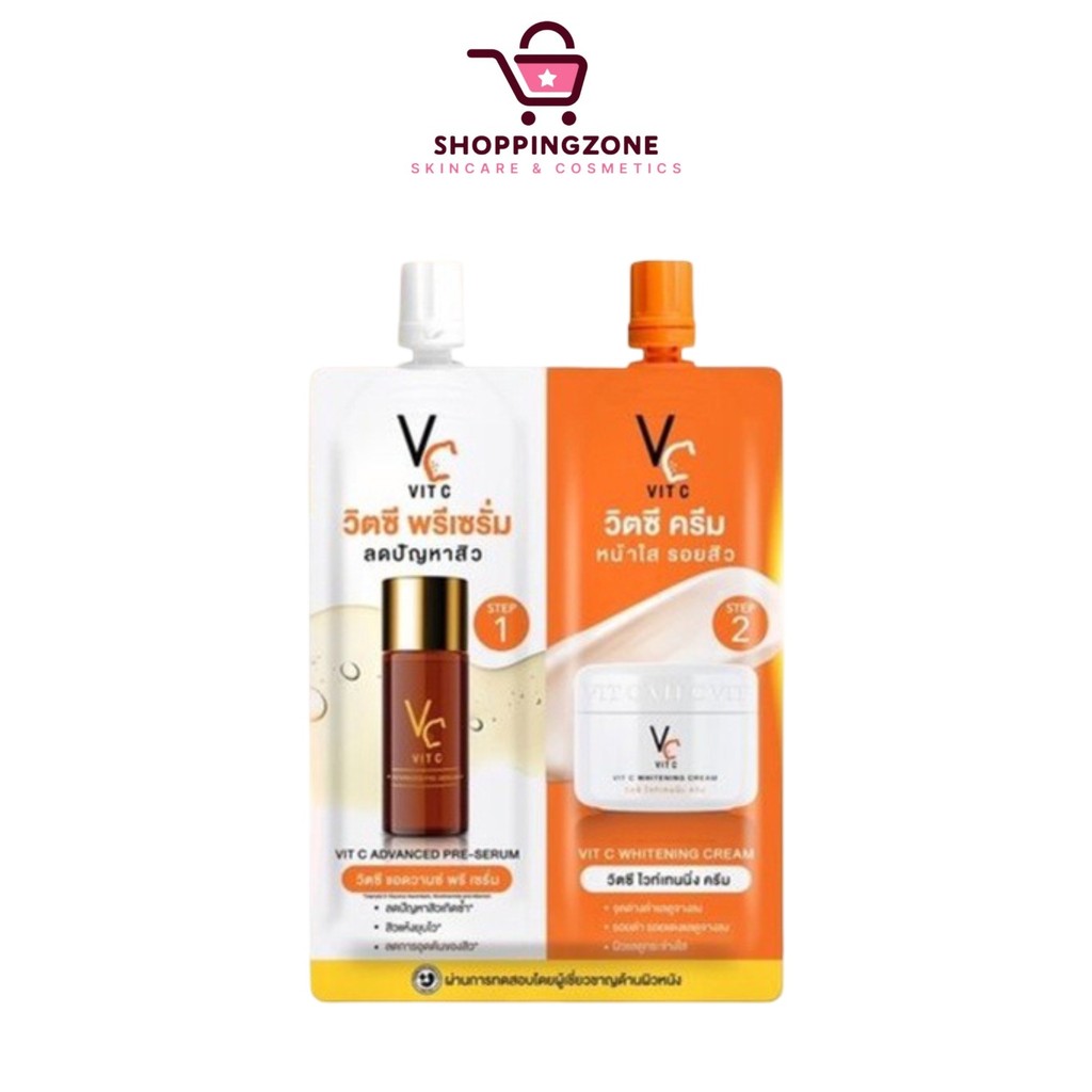 VC Vit C Bio Face serum+cream วิตซีน้องฉัตรซองคู่ เซรั่ม+ครีม [8 กรัม/ซอง]