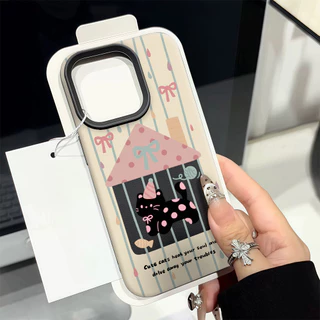 แมวโบว์ผีเสื้อ Silicone TPU เคสไอโฟน For iPhone 11 17 16 15 12 13 14 15 Pro Max 13 14 12 XR X XS Max 7 8 Plus เคสมือถือ