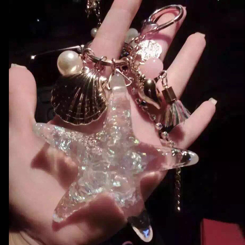 น่ารักคริสตัลใสปลาดาว Ocean พวงกุญแจ Charm สําหรับกุญแจรถคู่กระเป๋าเป้สะพายหลัง Ins สไตล์ของขวัญสําหรับวัยรุ่น BFF