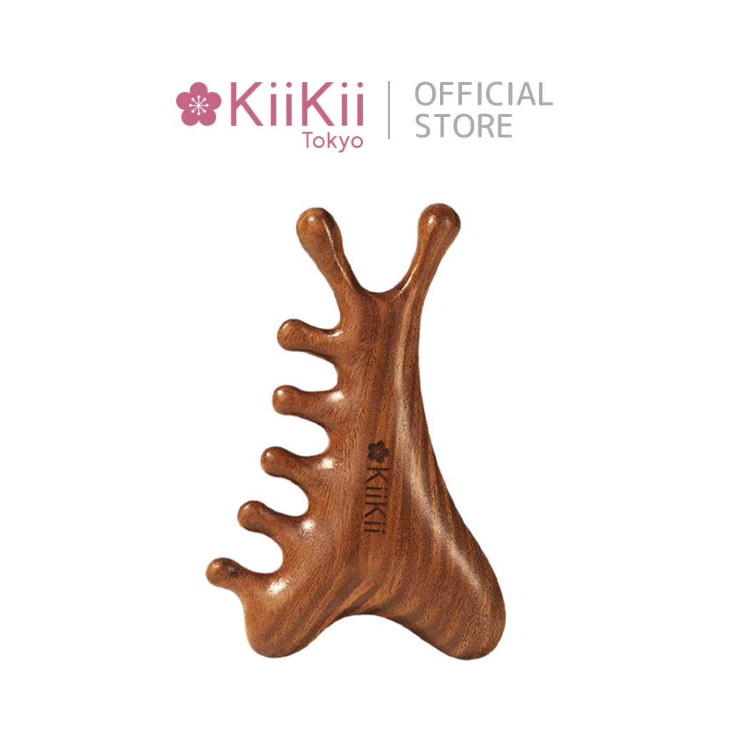 KiiKii หวีผม ไม้จันทน์ทอง หวีไม้ 4 in 1 รุ่นปลา ไม้จริง หวีนวดผม นวดเส้นเมอริเดียน ผมตรงแก้ผมพันกัน