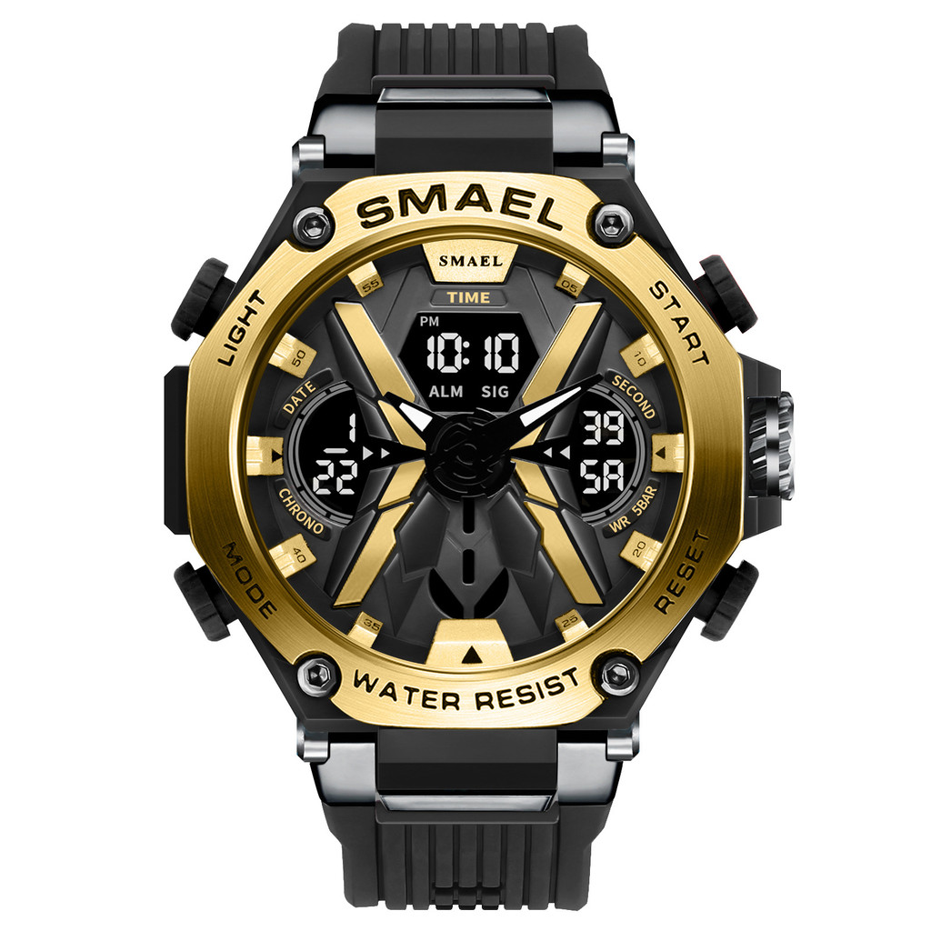 SMAEL High-Appearance Dial Design Mens Electronic Watch Pointer Digital Dual Display กันน้ํา Luminou